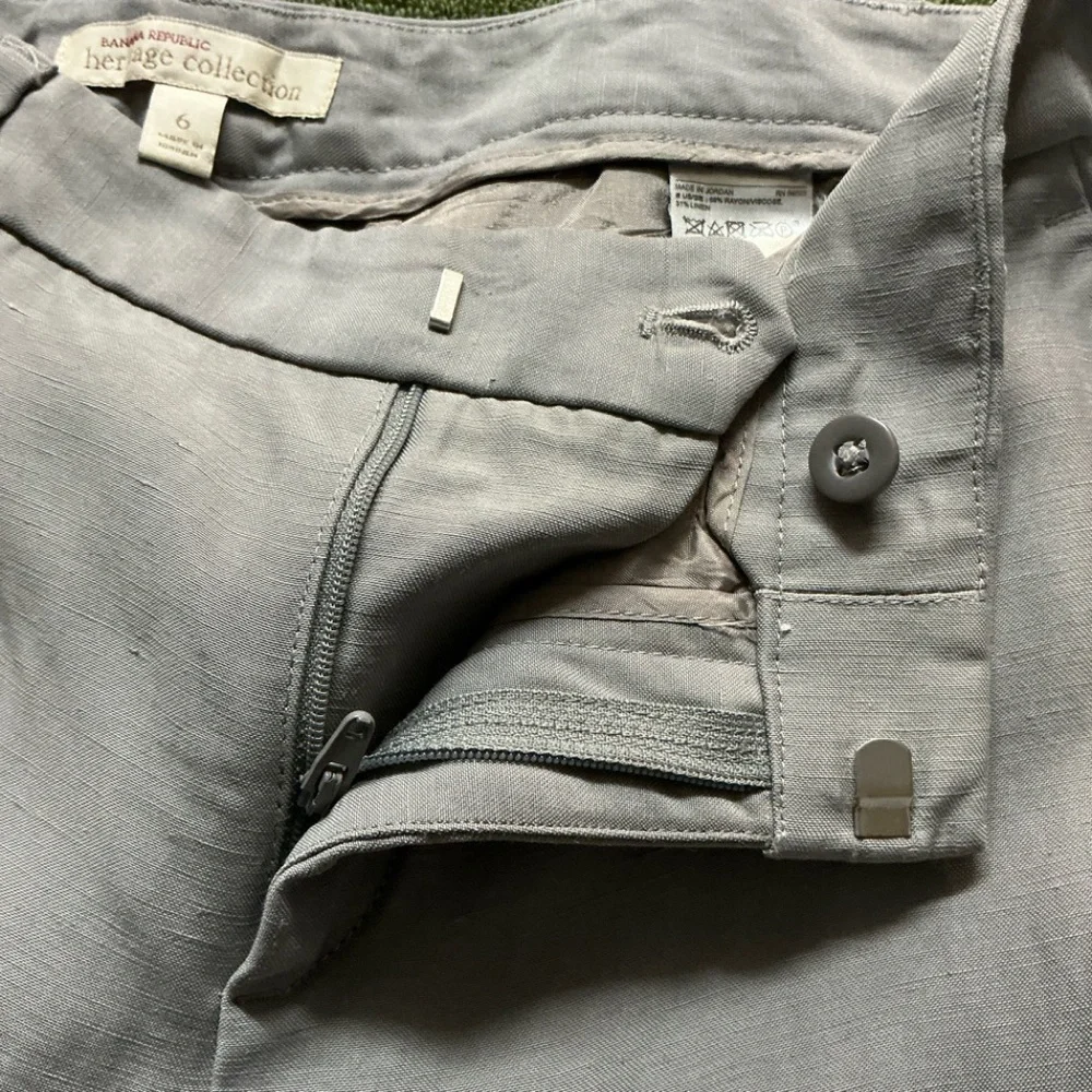 Banana Republic Heritage Collection Viscose Linen Wide-Leg Gray Pants Size 6